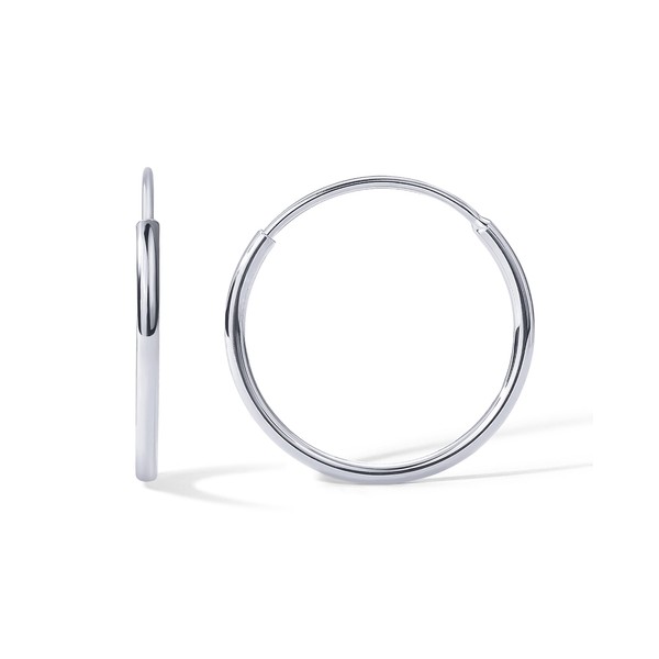 PAVOI Rhodium Plated Lightweight Infinity Sleeper Hoops | 14mm Thin