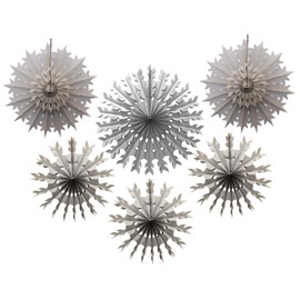 6-Piece Tissue Paper Snowflake Party Decoration Kit (Gray, 15-22 Inches)