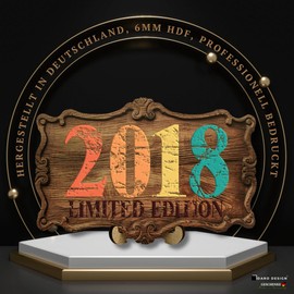 DARO Design - 6th Birthday Women & Men - Original Money Gifts Birthday 6 Wall Picture and Stand - Wooden Sign Guest Book - Gifts for 6th Birthday Man Woman Decoration - Birth Year 2018