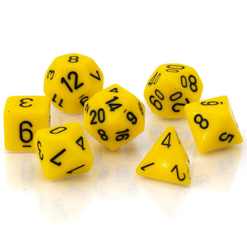 Chessex CHX25402 Dice - Opaque: 7Pc Yellow/Black