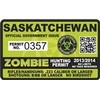 Saskatchewan Zombie Hunting Permit Hunter Response Team Unit 4" Outbreak Sticker