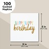 100 unidades fiesta servilletas de cóctel - 5 x 5 inches plegado, Happy Birthday, 100,