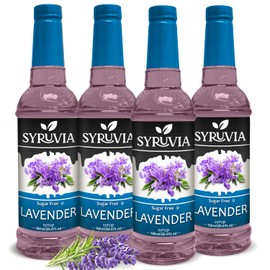Syruvia 4 Pack Sugar-Free Lavender Syrup (25.4 fl oz) - Delicate Floral Bliss with Zero Added Sugar – Kosher, Gluten-Free, Perfect for Enhancing Beverages, Desserts, and Culinary Creations