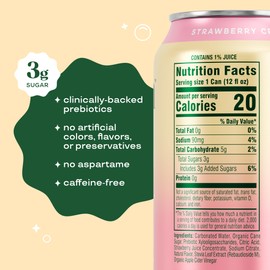 Bloom Nutrition Bloom Pop Prebiotic Soda 12 Pack, Strawberry Cream Flavor, 12oz Cans | Prebiotic Soda for Gut Health, Low Calorie Soda, No Caffeine, Healthy Soft Drink Alternative