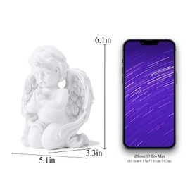BRABUD Kneeling Praying Cherubs Statue Resin White Angle Figurine Bless The Families Home Decoration Memorial Cherub Sculpture Collectible TQGJBS386