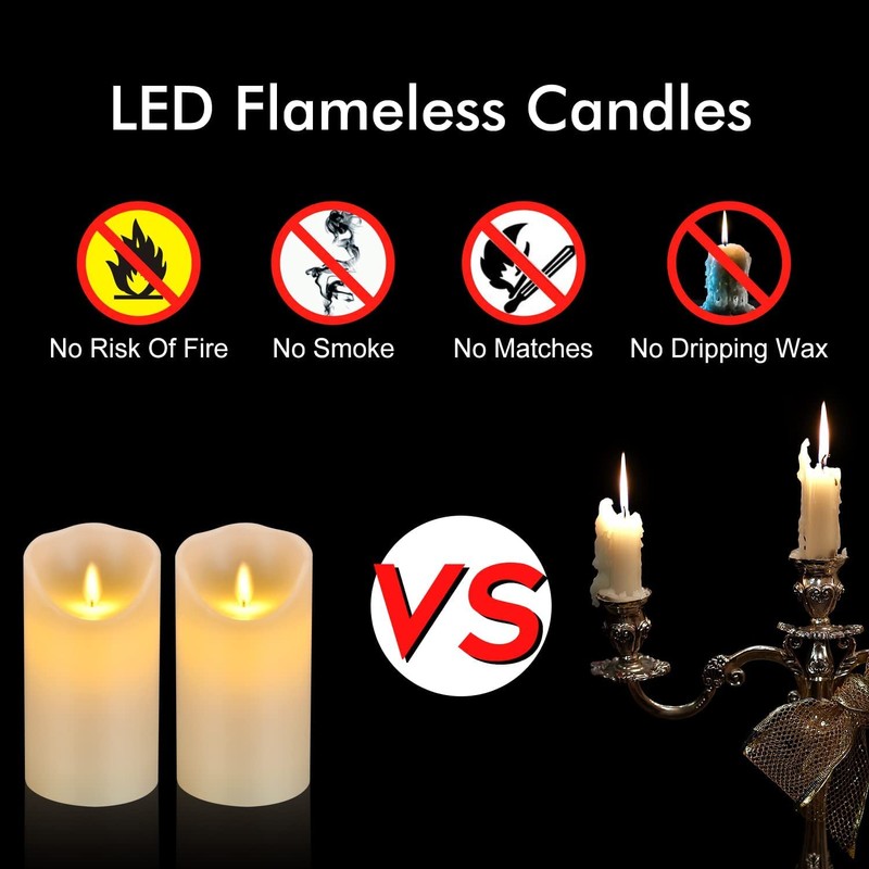 antizer Flameless Candles 6" Set of 2 Ivory Dripless Real