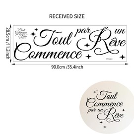 Wall Tattoo Sayings Happy Wall Sticker Quotes Inspirational Black Wall Sticker Wall Decoration for Bedroom, Living Room, Office and Bathroom