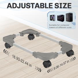 Liitrton Mobile CPU Stand, Adjustable Computer Tower Stand with 4 Locking Casters,Ventilated PC Stand for Floor with Multiple Colors, Fits Most PC Tower Under Desk Stand for Office Gamers (Light Grey)