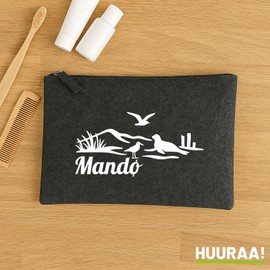 Huuraa Kulturbeutel Mandø Dänemark Geschenk 1 Liter Charcoal Filz Mandø Geschenkidee