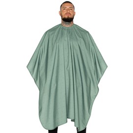 Barber Strong The Barber Cape Haircut Cover for Men, Hair Repelling and Static-Reducing Material, Flexible Elastic Neckband, Water Resistant Fabric, Oversized for Complete Coverage - Green Shield