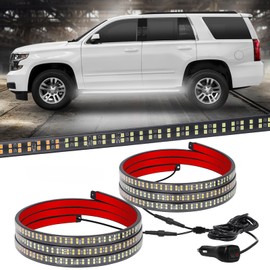 XRIDONSEN 2PCS 60 inch White Emergency Strobe Lights Strip 720 LED Running Board Lights Flashing Warning Hazard Safety Waterproof Side Step Lights for Trucks Construction Vehicles Pickup SUV Jeep