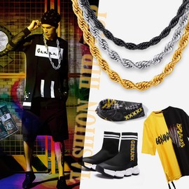 Richsteel Men's Chain Necklace, 3 mm / 6 mm, Silver / Gold / Black, 46 cm to 76 cm Long, Stainless Steel