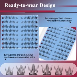 Mayhug Natural Lash Clusters Left&Right 120pcs Eyelash Clusters D Curl Wispy Cluster Lashes DIY Individual Lashes Extension Thin Band Cluster Eyelashes Extensions (WhisperMist)