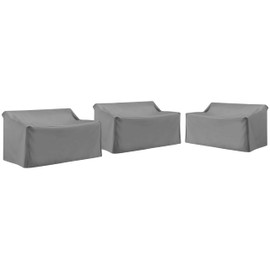 Crosley Furniture Patio Furniture Covers, Waterproof 3-Piece Outdoor Sectional Loveseat Cover Set, Gray