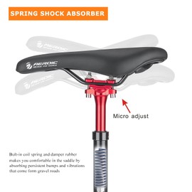 Suspension Seatpost for Bicycles - 27.2/30.9/31.6 X 400mm Shock Absorbing Bike Seatposts - Lightweight Aluminum Alloy Seat Post for Mountain Road Bike BMX eBike (RED Black, 31.6)