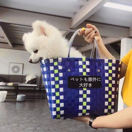 CIKALIN Basket Bag, Handbag, Knitting, Waterproof Material, Large Capacity, Shopping, Outing, Ultra Lightweight, blue