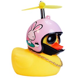 wonuu - Adornos de goma para coche, diseño de pato amarillo, con casco de hélice