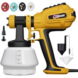 Paint Sprayer,700W HVLP Spray Paint Gun, Electric Paint Sprayers for House Painting, Power Spray Gun with Cleaning & Blowing Joints, 4 Nozzles and 3 Patterns for Furniture, Fence, Garden (Yellow)