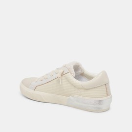 Dolce Vita Zina Off White Woven Lace Up Low Top Round Toe Fashion Sneakers