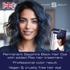 Blue Black Permanent Hair Dye with Anti-Hair Breakage Plex Hair Care, Vegan Hair Colour & Cruelty Free, 100% Grey Coverage, Black Blue Hair Dye, for All Hair Types Smart Beauty