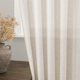 Beige Linen Kitchen Curtains 30 Inches Long 2 Panels Back Tab Rod Pocket Farmhouse Light Filtering Semi Sheer Short Curtain Solid Privacy Cafe Tier Curtains for Bathroom Basement Camper 30x30