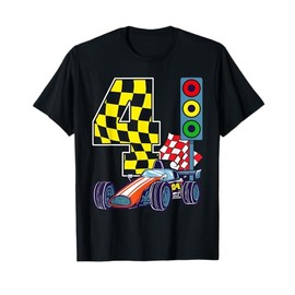 4th Birthday Boy Race Car Traffic Lights Racer 4 Years Old T-Shirt