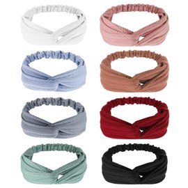 AQOKKA Elastic Knotted Headbands for Women Wheat Pattern Cloth Head Hair Bands for Women's Hair Non Slip Boho Wrap Twisted Hair Accessories