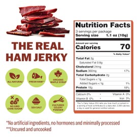 All Natural Real Ham Jerky | Honey Dijon | Small Batch Handcrafted | Old Fashioned | Low Fat High Protein Ham Meat | Gluten-Free | Non-GMO | No Nitrates | Healthy American Bezerky Jerky | 3 Packs