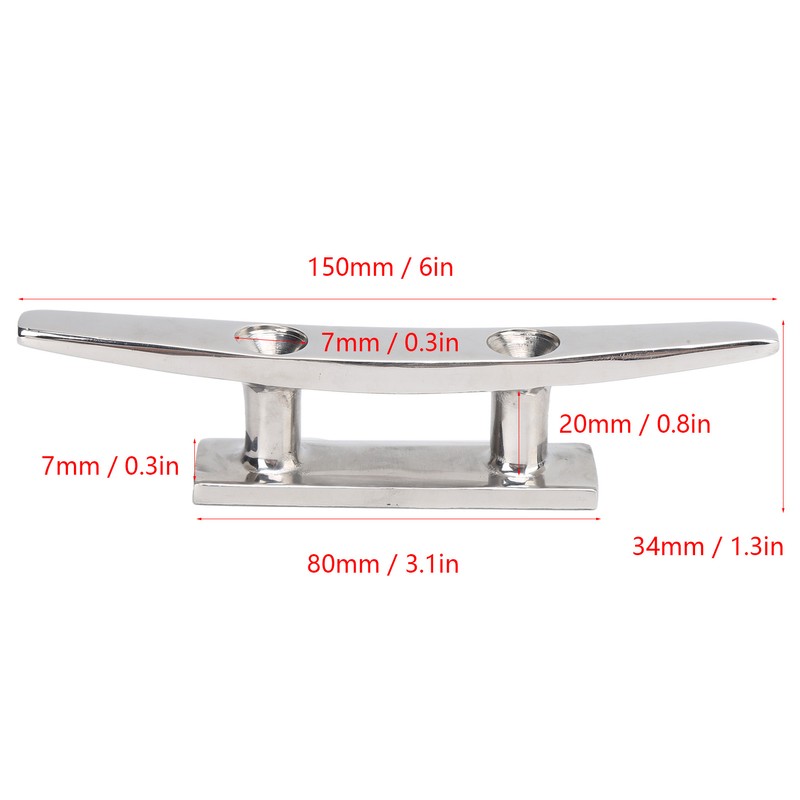 6in Low Flat Dock Cleat 2 Hole Deck Rope Anchor