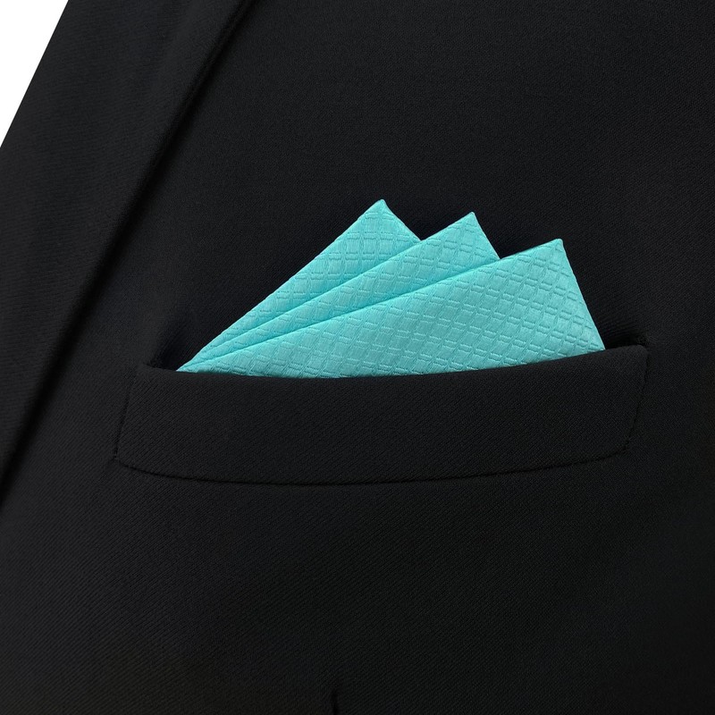 SHLAX&WING Solid Aqua Indigo Silk Fahion Necktie, 12.6 x 12.6