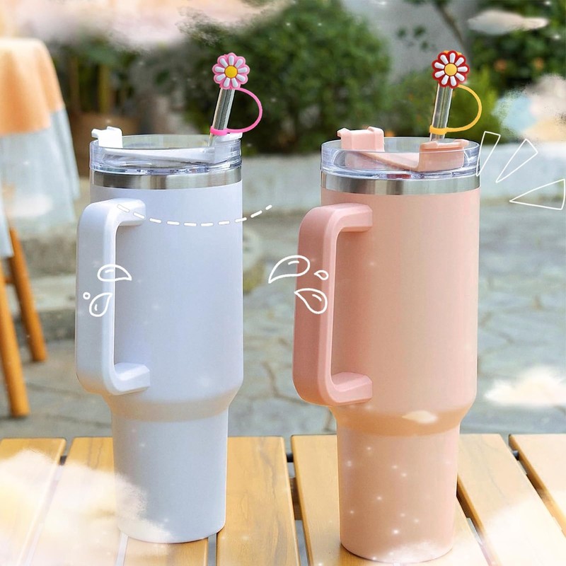 2Pcs Yellow Sunflower Straw Plug,Reusable Splash Proof Plugs Kitchen Tool