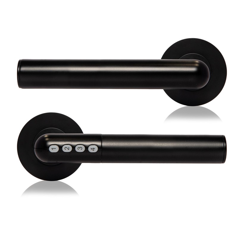 XFORT Smart Lock Door Handle, Stainless Steel in Black, Lever