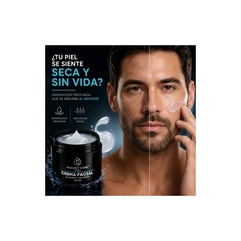 Crema Facial Para Hombre Con Colágeno Y Elastina Pocket Care