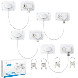 eSynic Child Safety Fridge Lock Pack of 4 No Drilling Window Locks Children's Fridge Lock with Key - White