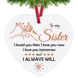 Christmas Ornament for Sister Big Sister Littler Best Friends Sister Birthday Gifts Ceramic Ornament Gifts for Soul Sister Sister Gifts from Sister Christmas Tree Decoration for Family Friendship Gift