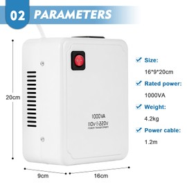 MXBAOHENG Step Up Transformer 110V to 220V Voltage Converter Power Converter Step Up Transformer for Using 220V Appliance in US (1000, Watts)
