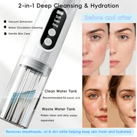 Pore Vacuum Blackhead Remover, 2-in-1 Hydrating Facial Cleansing Tool, 3 Suction Levels, 6 Replaceable Heads, Deep Pore Cleaning for Blackheads & Blemishes