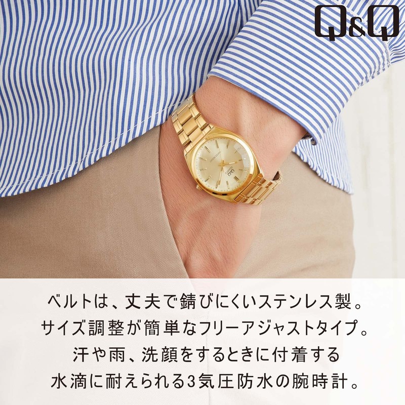 Citizen Q&Q QB78 Analog Wristwatch, Waterproof, Metal Band, and Others,