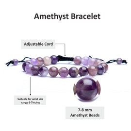 Wonder Care Amethyst Natural Gemstone Meditation Beads Rakhi Bracelet for Brother Wrist Band Unisex Adjustable Bracelet Gift for Rakhi (Pack of 2)
