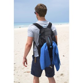 Lifeventure MicroFibre Travel Towel — Compact, Lightweight Quick-Dry Sports & Beach Towel, Sand-Free Design, Large, Blue