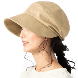 QUEENHEAD Women's Hat, Spring/Summer, Krenze Eatuck, Antibacterial, Deodorizing, Fully Blackout, UV Protection, Large Size, Wash, beige
