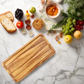 BambooMN Rectangular Bamboo Serving Tray - Tiger Stripe - 11 x 5.5 x 0.6-3 Trays