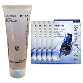 Innisfree Volcanic Pore Dual Mask 110g+Retinol PDRN Skin Booster Ampoule Gel Mask 5 sheets / 이니스프리 화산송이 모공 듀얼 마스크110g+레티놀 PDRN 스킨부스터 앰플 겔 마스크 5매