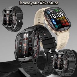 Men's Smart Watch with Bluetooth Calling, 1.96 Inch AMOLED Smartwatch with 123 Sports Modes, 5ATM Waterproof, Activity Tracker, Sleep, SpO2, Heart Rate Smart Watch for iOS Android (Black)