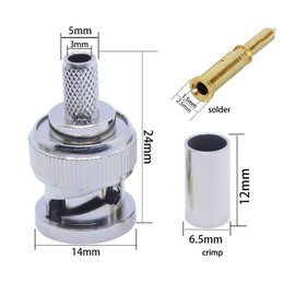 Yeerong BNC crimping tool kit,20 BNC male crimp-on connectors and coaxial cable crimper for RG58 RG59 coaxial cable