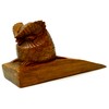 HAND CARVED WOODEN DOOR STOPPER WEDGE HOME DECOR (OWL)