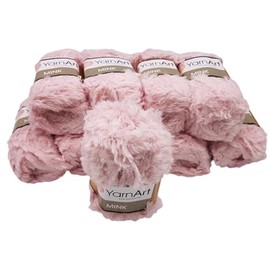 10 x 50 g Ilkadim Export Mink Plush Yarn with Fringes, 500 g Package Plush Yarn Fringe Yarn for Knitting and Crochet (Pink 347)
