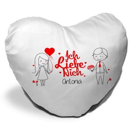 Antonia Name Heart Cushion German Text I Love You – Heart Shaped with Romantic Couple Lover Valentine's Day Heart Pillow/Cuddly Pillow
