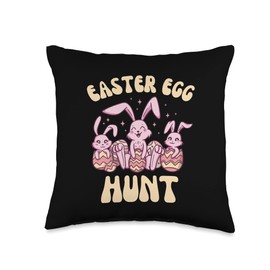 Bunnies Easter Egg Hunt - Bunny Easter Design Boys Girls Throw Pillow, 16x16, Multicolor