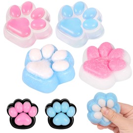 Squishy Fidget Cat Paw Toys, 6 PCS Soft Sensory Toys for Kids Teens Adults, Kawaii Jelly Paw Stress Relief Toy, Sticky Squishies for Party Favors, Classroom Prize, Birthday Gifts for Boys Girls